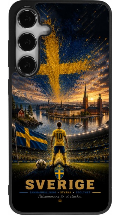 Coque Samsung Galaxy S25+ - Silicone rigide noir Football Suède splash 2026