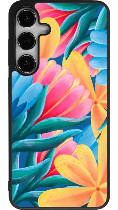 Samsung Galaxy S25+ Case Hülle - Silikon schwarz Spring 23 colorful flowers