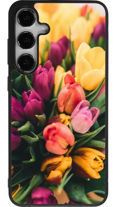 Coque Samsung Galaxy S25+ - Silicone rigide noir Bouquet of tulips Spring 2026