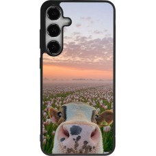 Samsung Galaxy S25+ Case Hülle - Silikon schwarz Cow with tulips Spring 2026