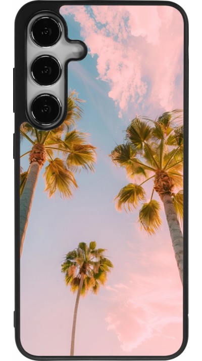 Samsung Galaxy S25+ Case Hülle - Silikon schwarz Summer 2025 Palmiers