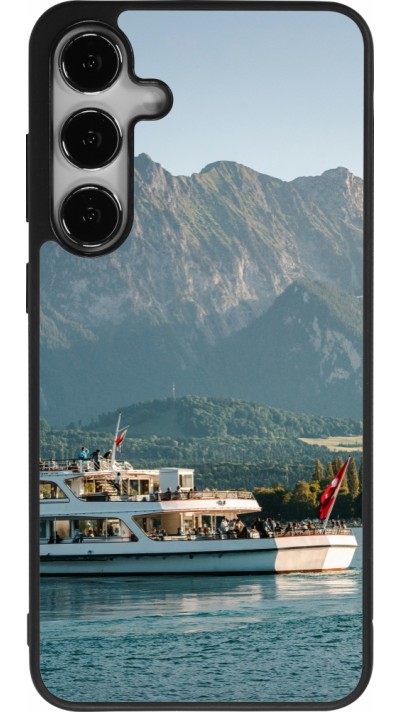 Samsung Galaxy S25+ Case Hülle - Silikon schwarz  Nationalfeiertag Schweiz Bateau Leman