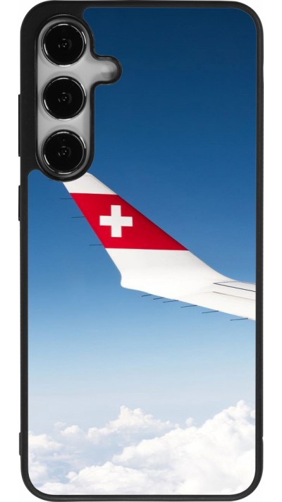 Samsung Galaxy S25+ Case Hülle - Silikon schwarz  Schweizer Nationalfeiertag Sky Swiss Flag