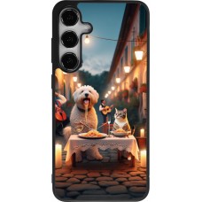 Samsung Galaxy S25+ Case Hülle - Silikon schwarz Valentin 2024 Hund & Katze Kerzenlicht