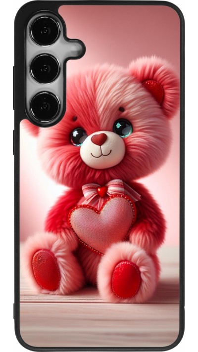 Samsung Galaxy S25+ Case Hülle - Silikon schwarz Valentin 2024 Rosaroter Teddybär