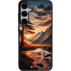 Samsung Galaxy S25+ Case Hülle - Silikon schwarz Tal Sonnenuntergang Hirsch Baum