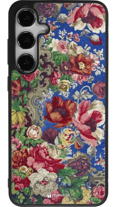 Samsung Galaxy S25+ Case Hülle - Silikon schwarz Vintage Art Flowers