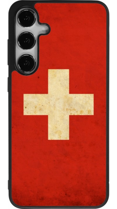 Samsung Galaxy S25+ Case Hülle - Silikon schwarz Vintage Flag SWISS