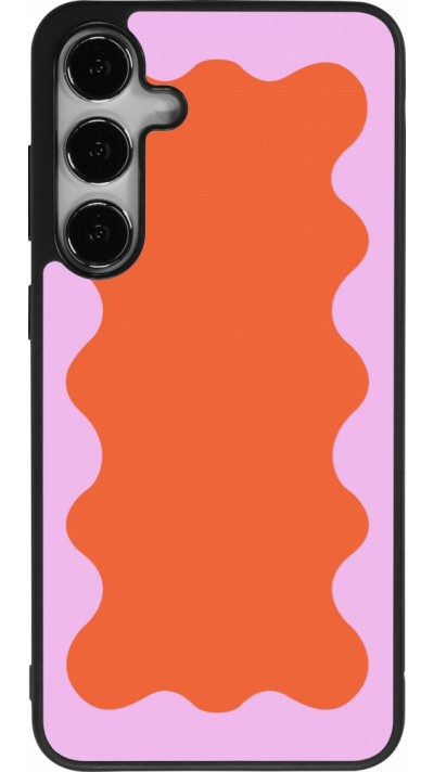Samsung Galaxy S25+ Case Hülle - Silikon schwarz Wavy Rectangle Orange Pink