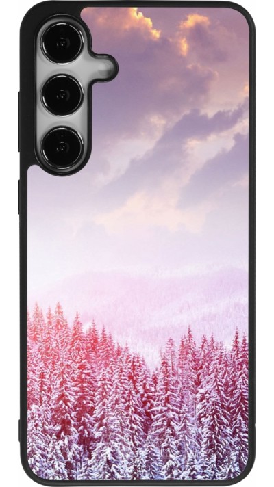Samsung Galaxy S25+ Case Hülle - Silikon schwarz Winter 22 Pink Forest