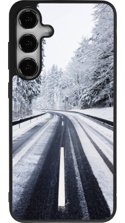 Samsung Galaxy S25+ Case Hülle - Silikon schwarz Winter 22 Snowy Road