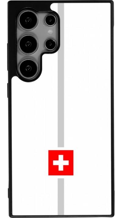 Coque Samsung Galaxy S25 Ultra - Silicone rigide noir Canton CH blanc