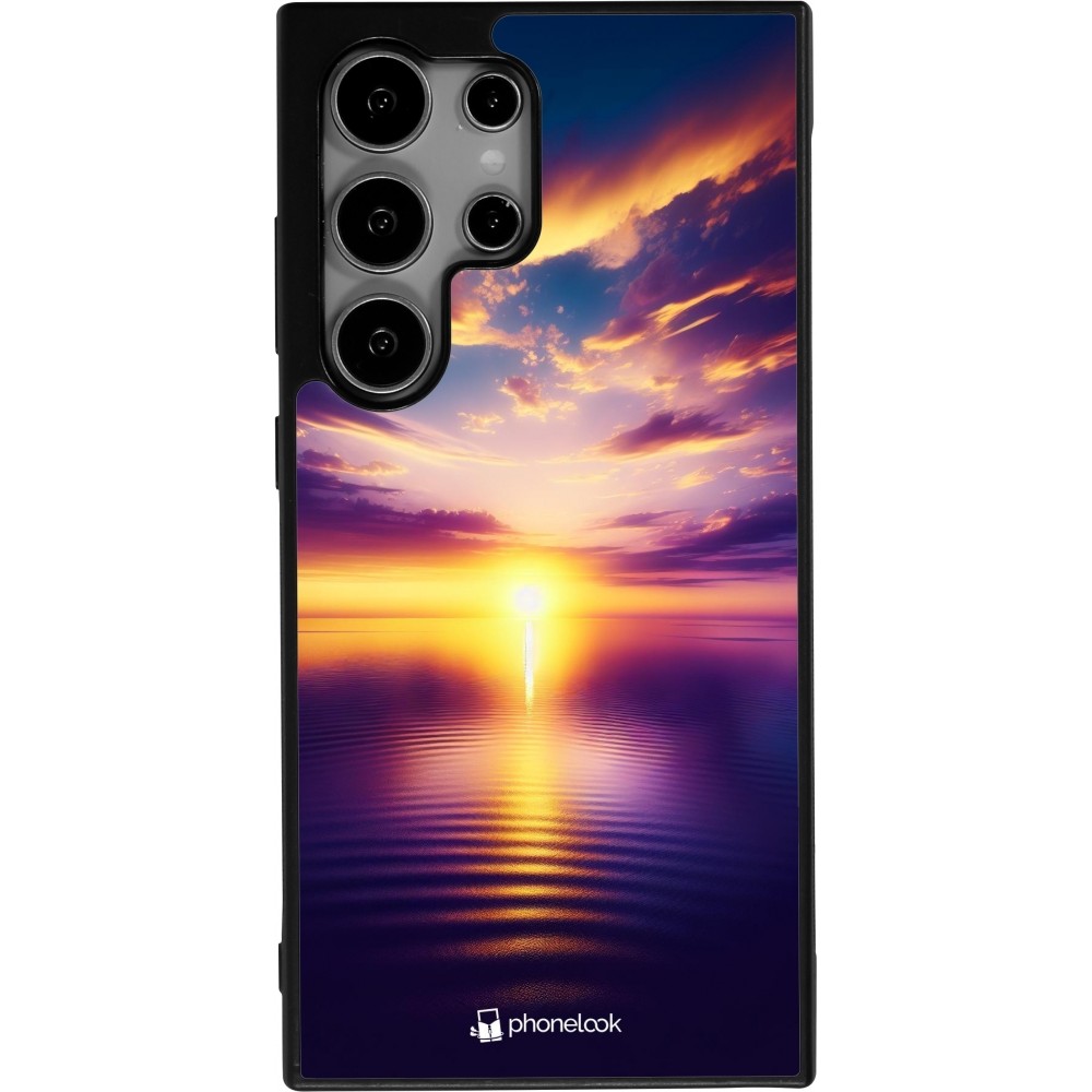 Samsung Galaxy S25 Ultra Case Hülle - Silikon schwarz Sonnenuntergang gelb violett