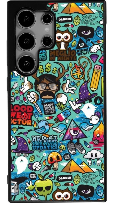 Samsung Galaxy S25 Ultra Case Hülle - Silikon schwarz Mixed Cartoons Turquoise