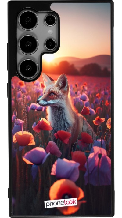 Samsung Galaxy S25 Ultra Case Hülle - Silikon schwarz Purpurroter Fuchs bei Dammerung