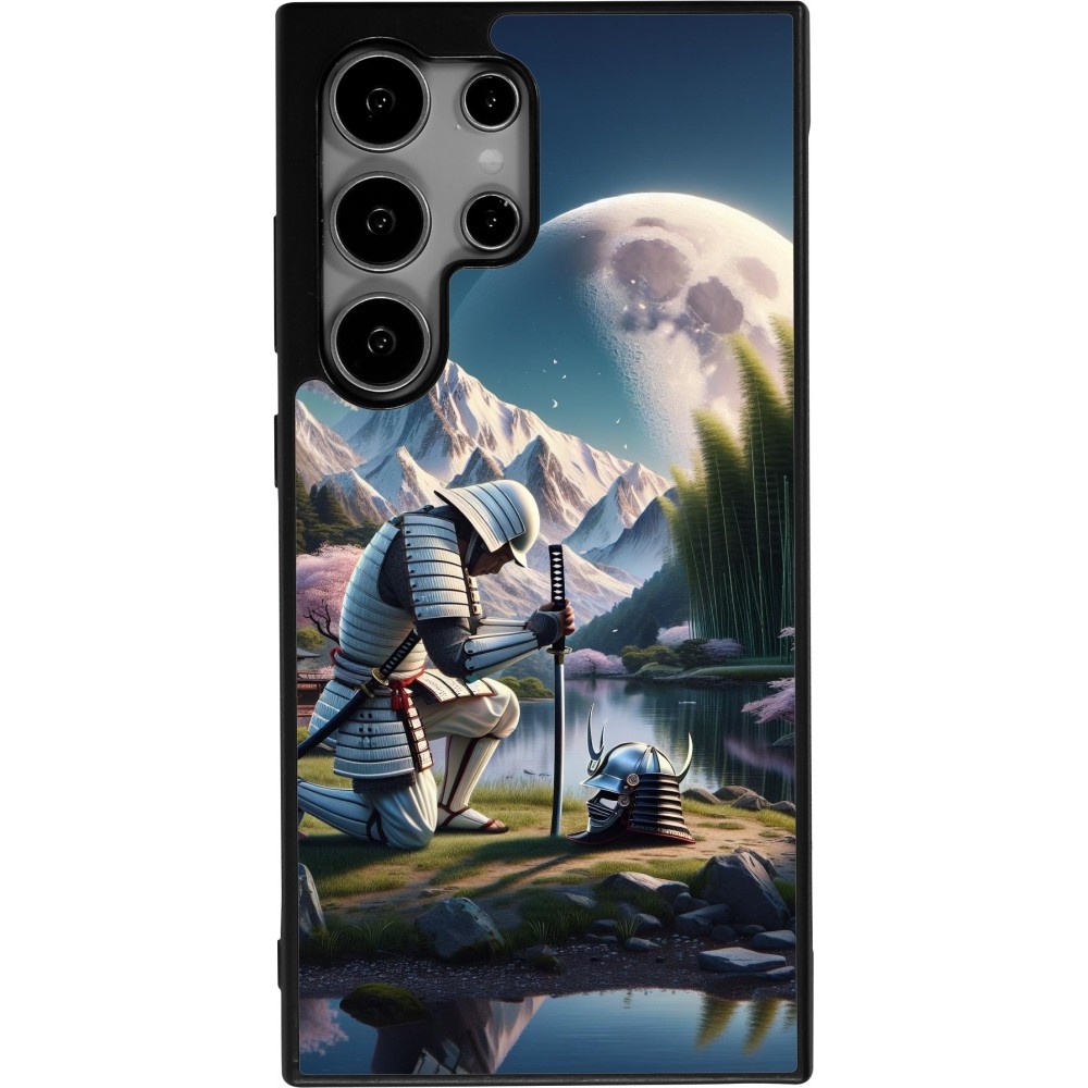 Samsung Galaxy S25 Ultra Case Hülle - Silikon schwarz Samurai Katana Mond