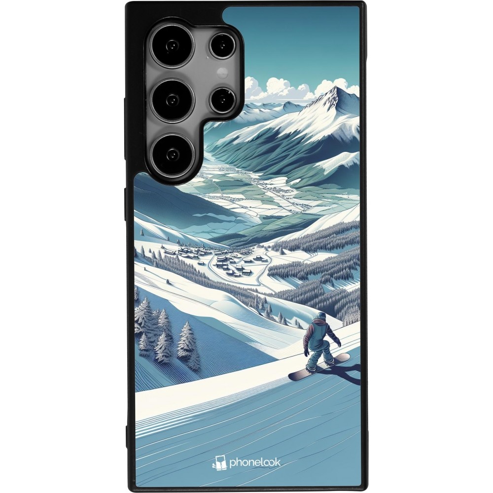 Samsung Galaxy S25 Ultra Case Hülle - Silikon schwarz Snowboarder Berg