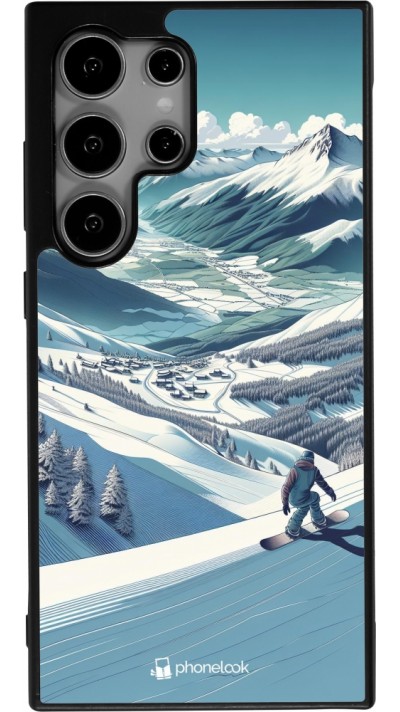 Samsung Galaxy S25 Ultra Case Hülle - Silikon schwarz Snowboarder Berg