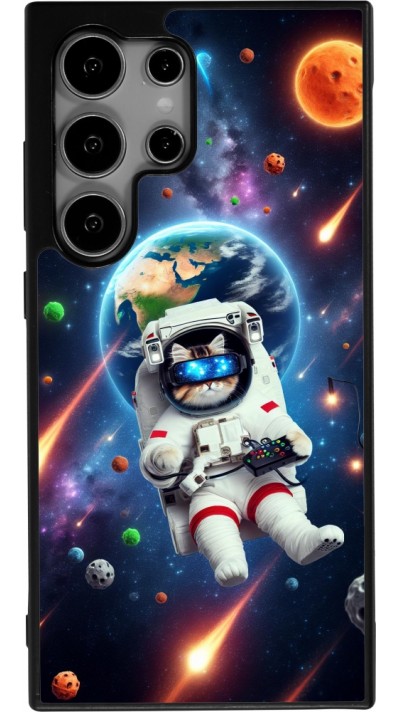 Samsung Galaxy S25 Ultra Case Hülle - Silikon schwarz VR SpaceCat Odyssee