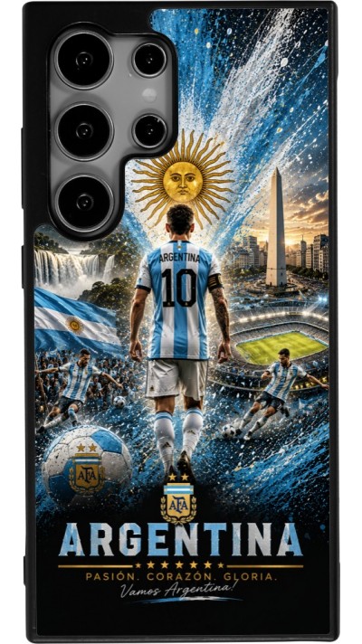 Coque Samsung Galaxy S25 Ultra - Silicone rigide noir Football Argentine splash 2026