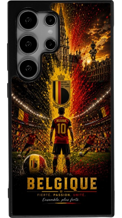 Coque Samsung Galaxy S25 Ultra - Silicone rigide noir Football Belgique splash 2026