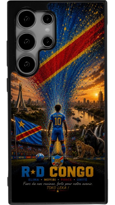 Coque Samsung Galaxy S25 Ultra - Silicone rigide noir Football République démocratique du Congo splash 2026