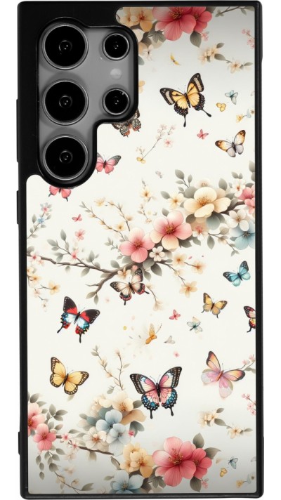 Coque Samsung Galaxy S25 Ultra - Silicone rigide noir Spring 25 Papillons Légers