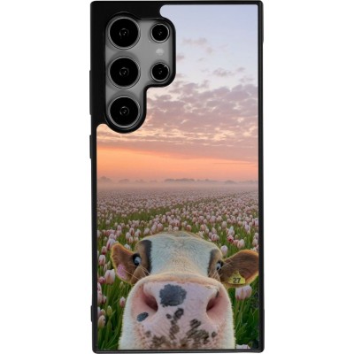Samsung Galaxy S25 Ultra Case Hülle - Silikon schwarz Cow with tulips Spring 2026