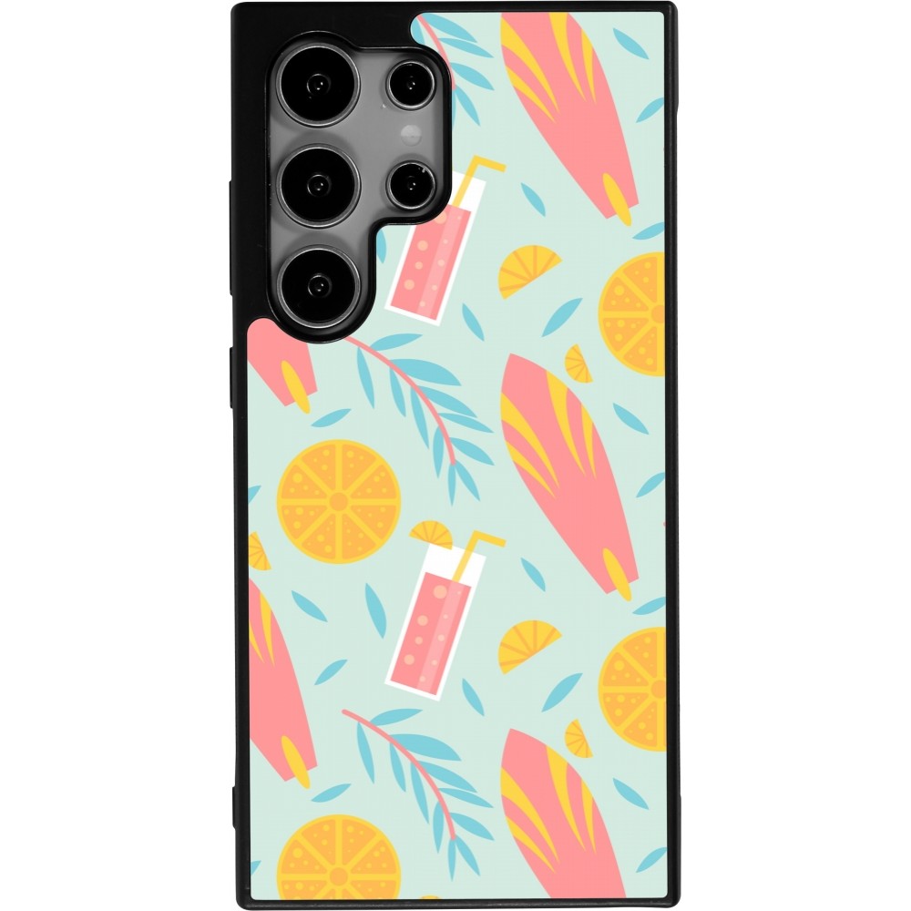 Samsung Galaxy S25 Ultra Case Hülle - Silikon schwarz Summer 2025 Pattern citron