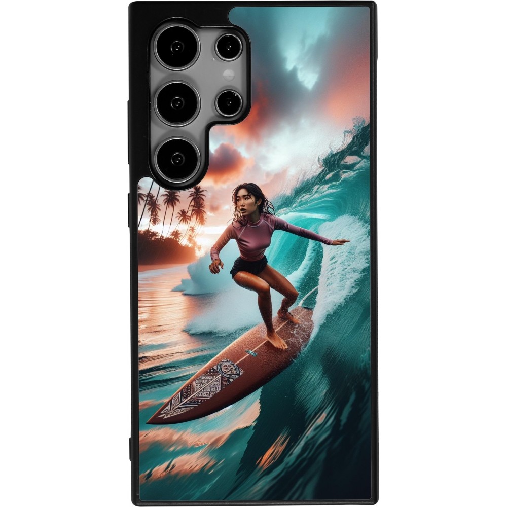 Samsung Galaxy S25 Ultra Case Hülle - Silikon schwarz Surferin aus Bali