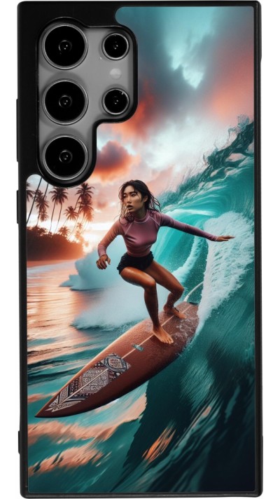 Samsung Galaxy S25 Ultra Case Hülle - Silikon schwarz Surferin aus Bali