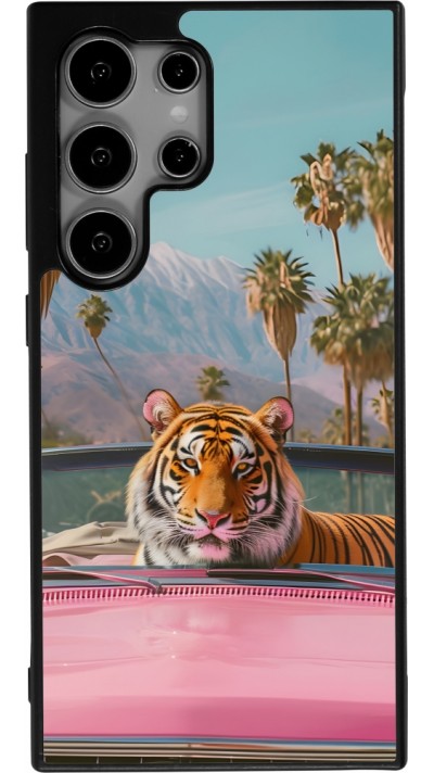Samsung Galaxy S25 Ultra Case Hülle - Silikon schwarz Tiger Auto rosa