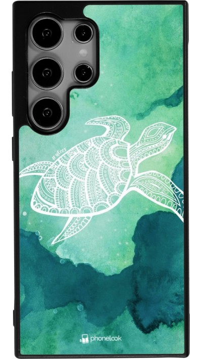 Samsung Galaxy S25 Ultra Case Hülle - Silikon schwarz Turtle Aztec Watercolor