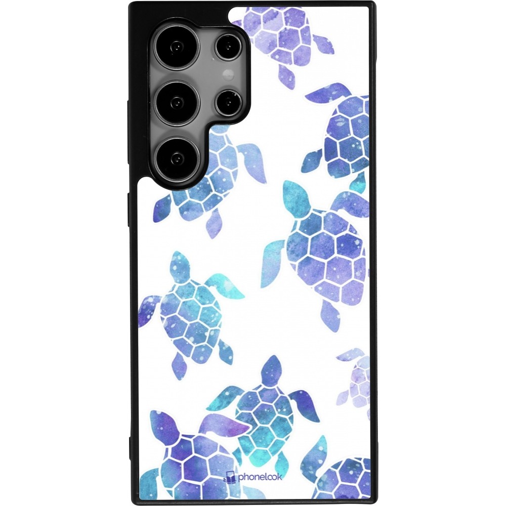 Samsung Galaxy S25 Ultra Case Hülle - Silikon schwarz Turtles pattern watercolor