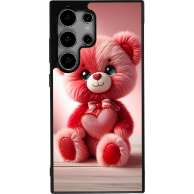 Samsung Galaxy S25 Ultra Case Hülle - Silikon schwarz Valentin 2024 Rosaroter Teddybär