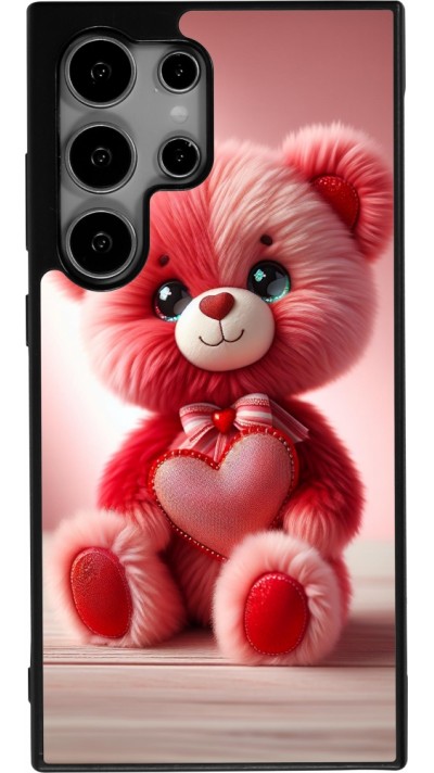Samsung Galaxy S25 Ultra Case Hülle - Silikon schwarz Valentin 2024 Rosaroter Teddybär
