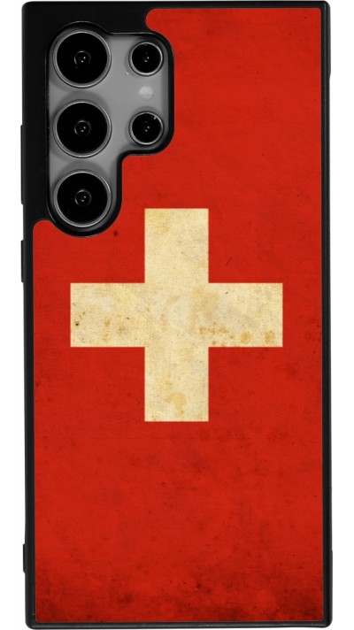 Samsung Galaxy S25 Ultra Case Hülle - Silikon schwarz Vintage Flag SWISS