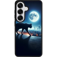 Samsung Galaxy S26 Case Hülle - Silikon schwarz Schwarze Katze unter dem Vollmond