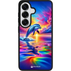 Samsung Galaxy S26 Case Hülle - Silikon schwarz Glücklicher Regenbogen-Delfin