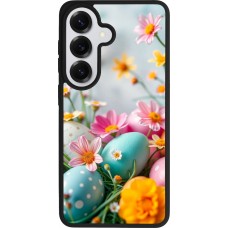 Samsung Galaxy S26 Case Hülle - Silikon schwarz Easter 2026 Eggs with flowers