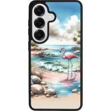 Samsung Galaxy S26 Case Hülle - Silikon schwarz Flamingo Aquarell