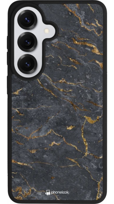 Coque Samsung Galaxy S26 - Silicone rigide noir Grey Gold Marble