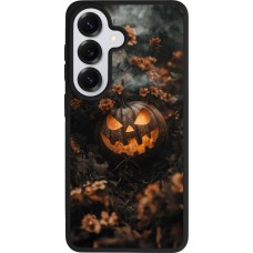Coque Samsung Galaxy S26 - Silicone rigide noir Halloween 2025 Pumpkin with flowers
