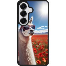 Coque Samsung Galaxy S26 - Silicone rigide noir Lama Chic en Coquelicot