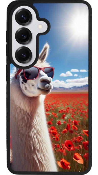 Coque Samsung Galaxy S26 - Silicone rigide noir Lama Chic en Coquelicot