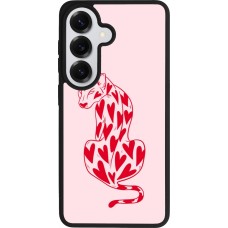 Coque Samsung Galaxy S26 - Silicone rigide noir Leopard with hearts 2026