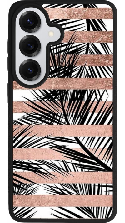 Samsung Galaxy S26 Case Hülle - Silikon schwarz Palm trees gold stripes
