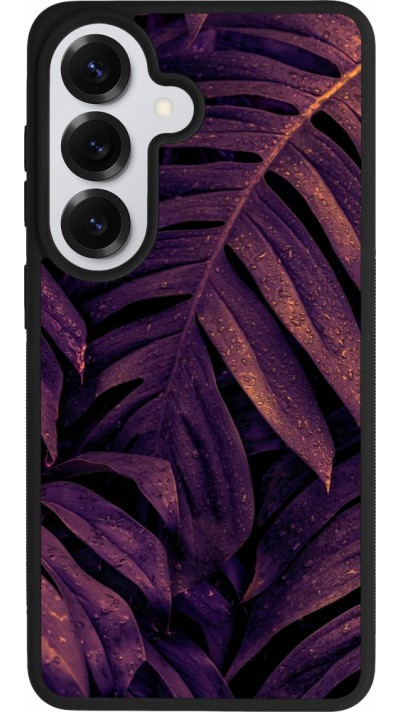 Samsung Galaxy S26 Case Hülle - Silikon schwarz Purple Light Leaves