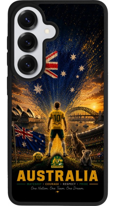 Coque Samsung Galaxy S26 - Silicone rigide noir Football Australie splash 2026