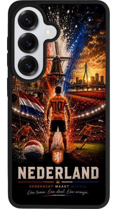 Coque Samsung Galaxy S26 - Silicone rigide noir Football Pays-Bas splash 2026